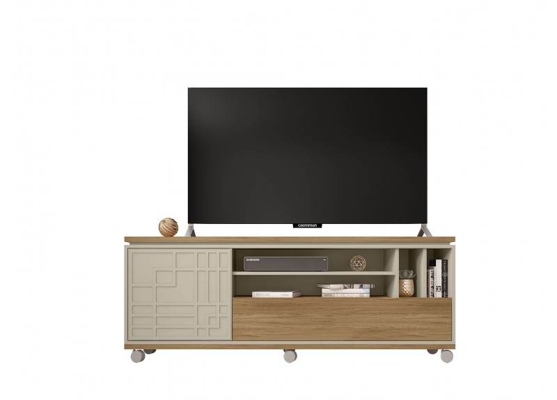 MEUBLE TV FORM STAND 1 PT / 1 FLAP HAVANA / OFF W